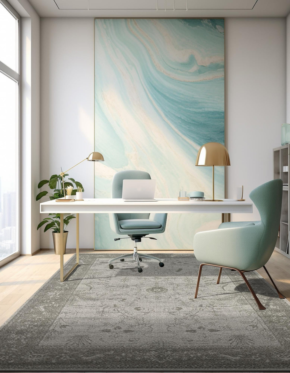 Horizon Collection Area Rug -  Apex (Light Gray) Rectangular Light Gray  lifestyle 55