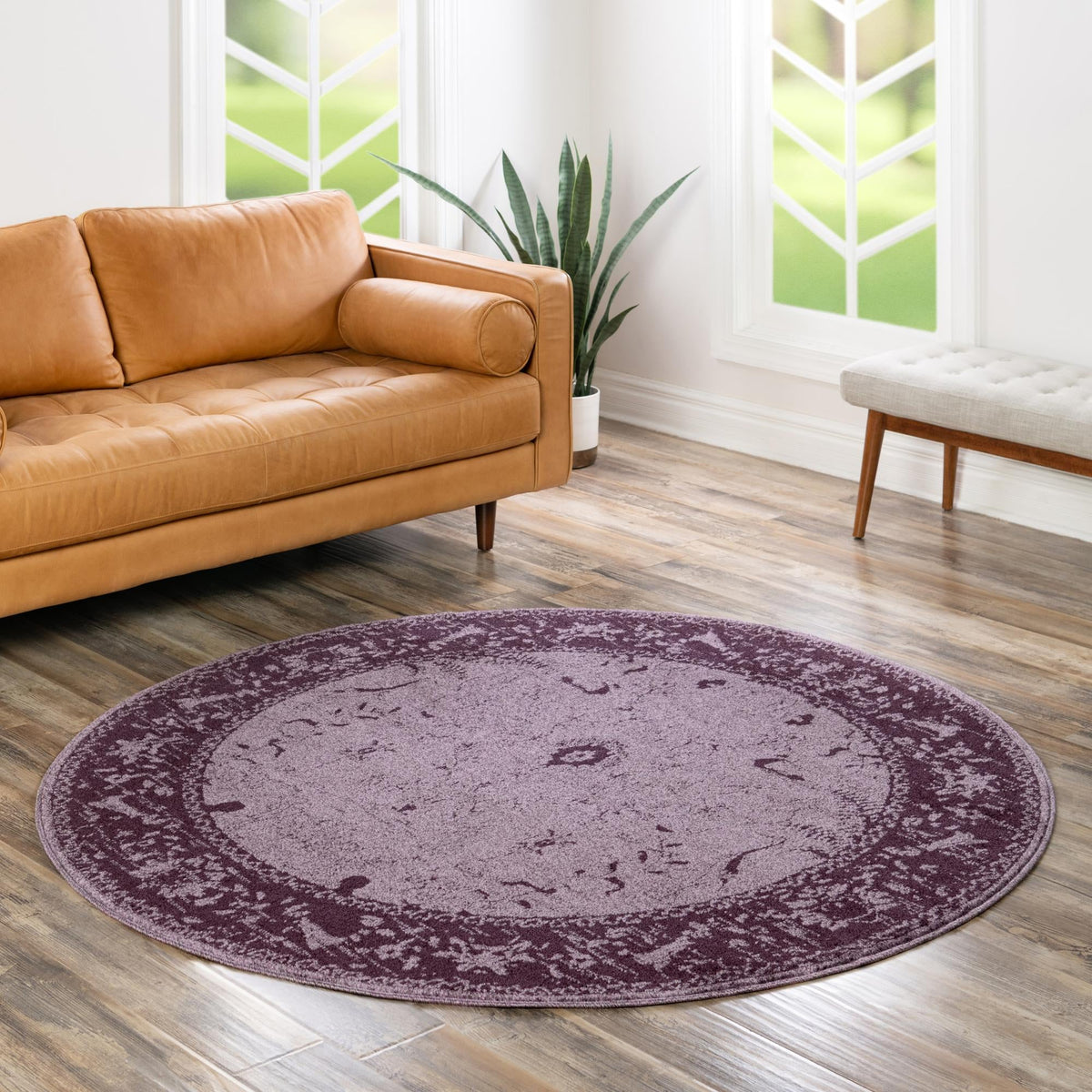 Horizon Collection Area Rug -  Apex (Purple) Round Purple  lifestyle 55