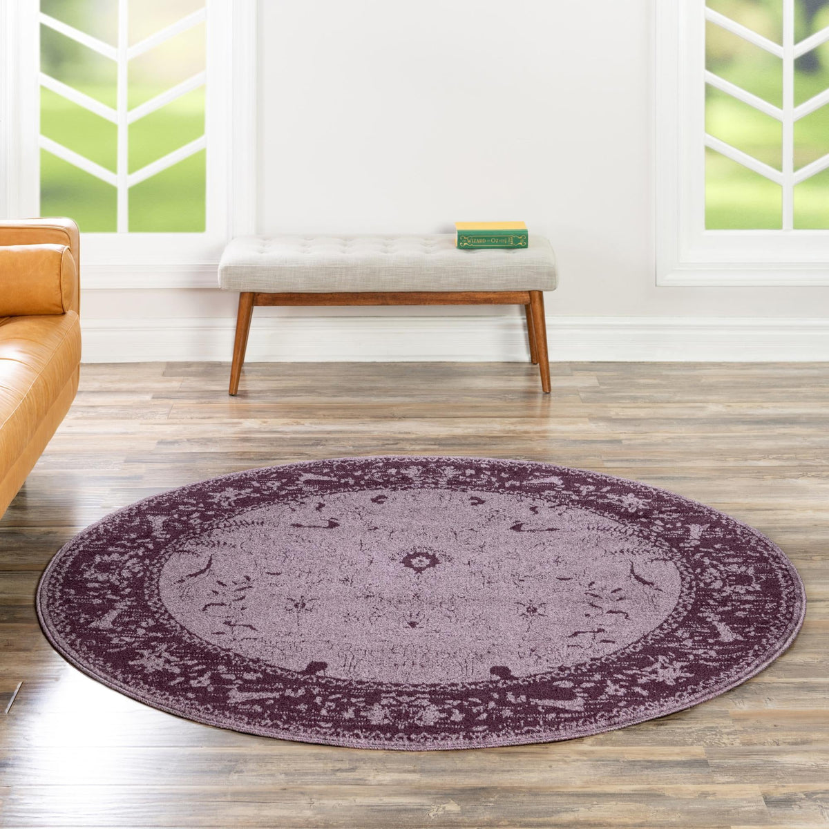 Horizon Collection Area Rug -  Apex (Purple) Round Purple  lifestyle 57