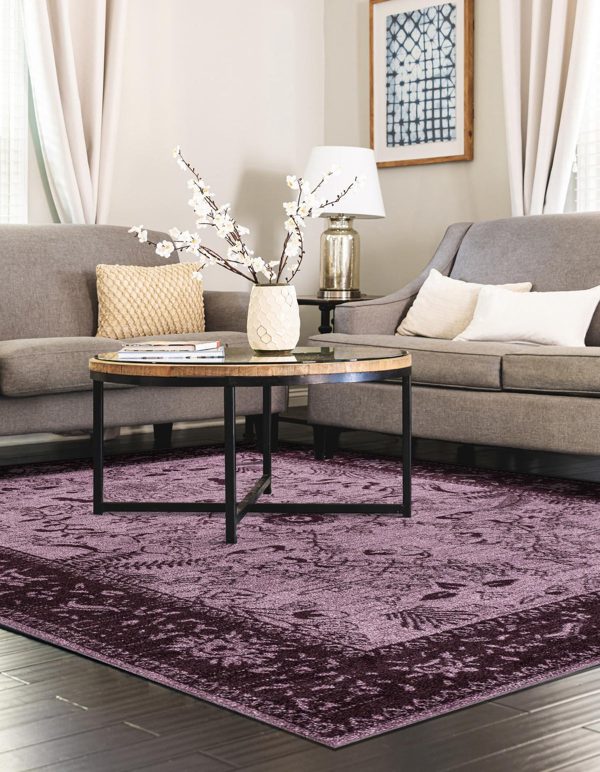 Horizon Collection Area Rug -  Apex (Purple) Rectangular Purple  lifestyle 43