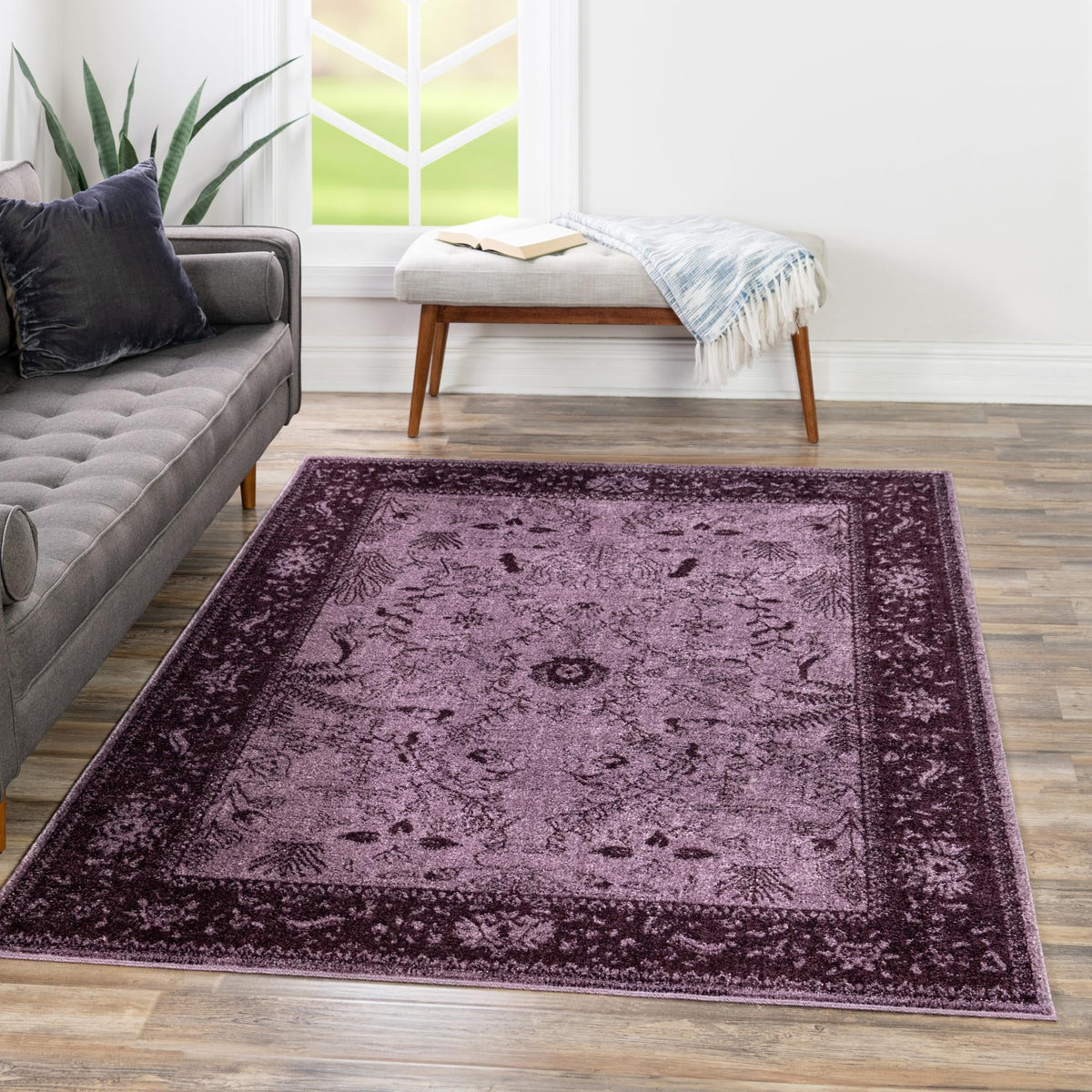 Horizon Collection Area Rug -  Apex (Purple) Rectangle Purple  lifestyle 6