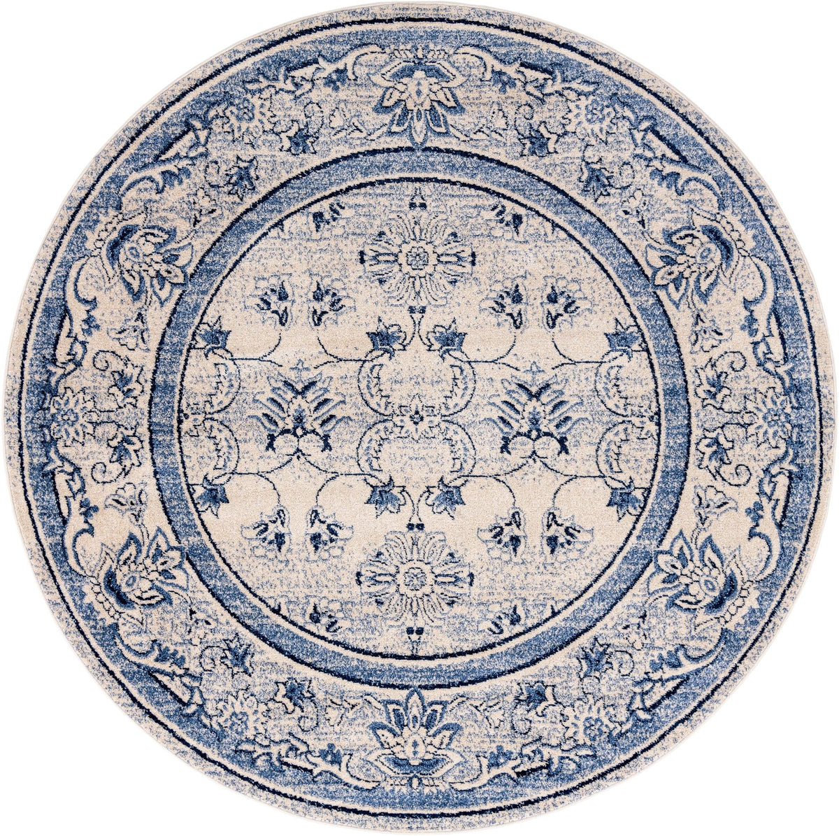 Horizon Collection Area Rug -  Meridian Round Ivory Blue  lifestyle 33