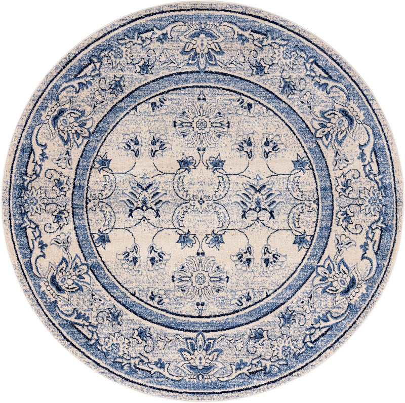Horizon Collection Area Rug -  Meridian Round Ivory Blue  lifestyle 33