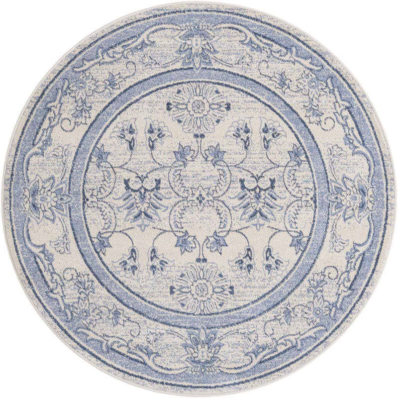 Horizon Collection Area Rug -  Meridian Round Ivory Blue  lifestyle 34