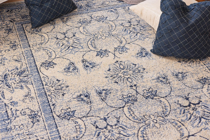 Horizon Collection Area Rug -  Meridian Rectangle Ivory Blue  lifestyle 4