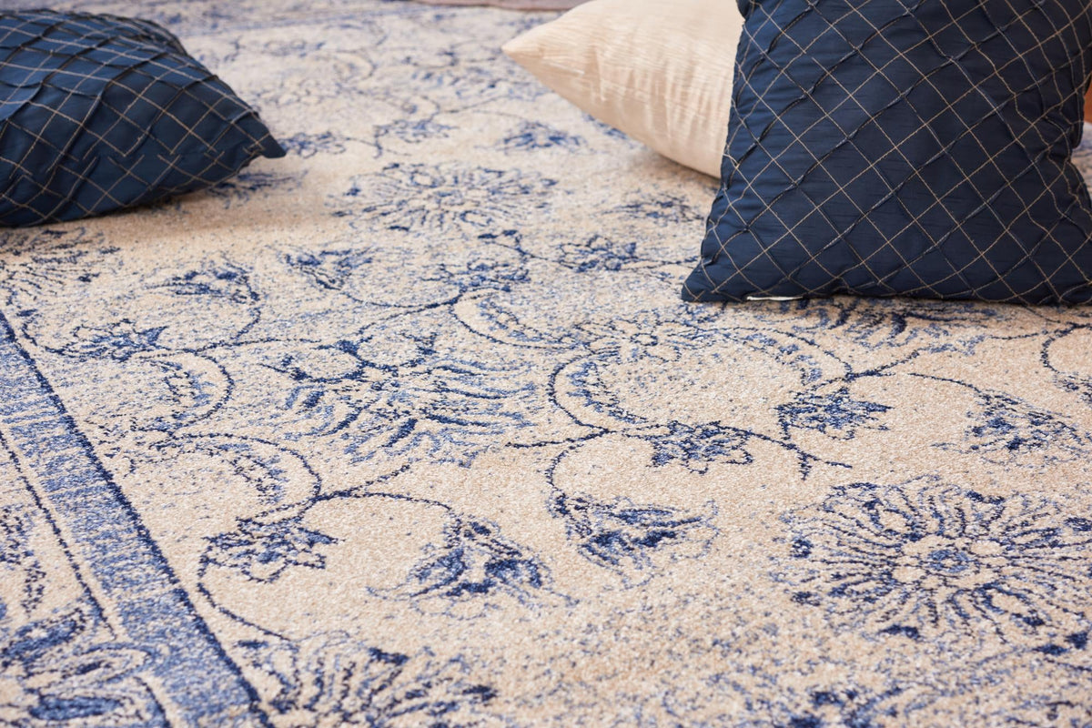 Horizon Collection Area Rug -  Meridian Rectangle Ivory Blue  lifestyle 5