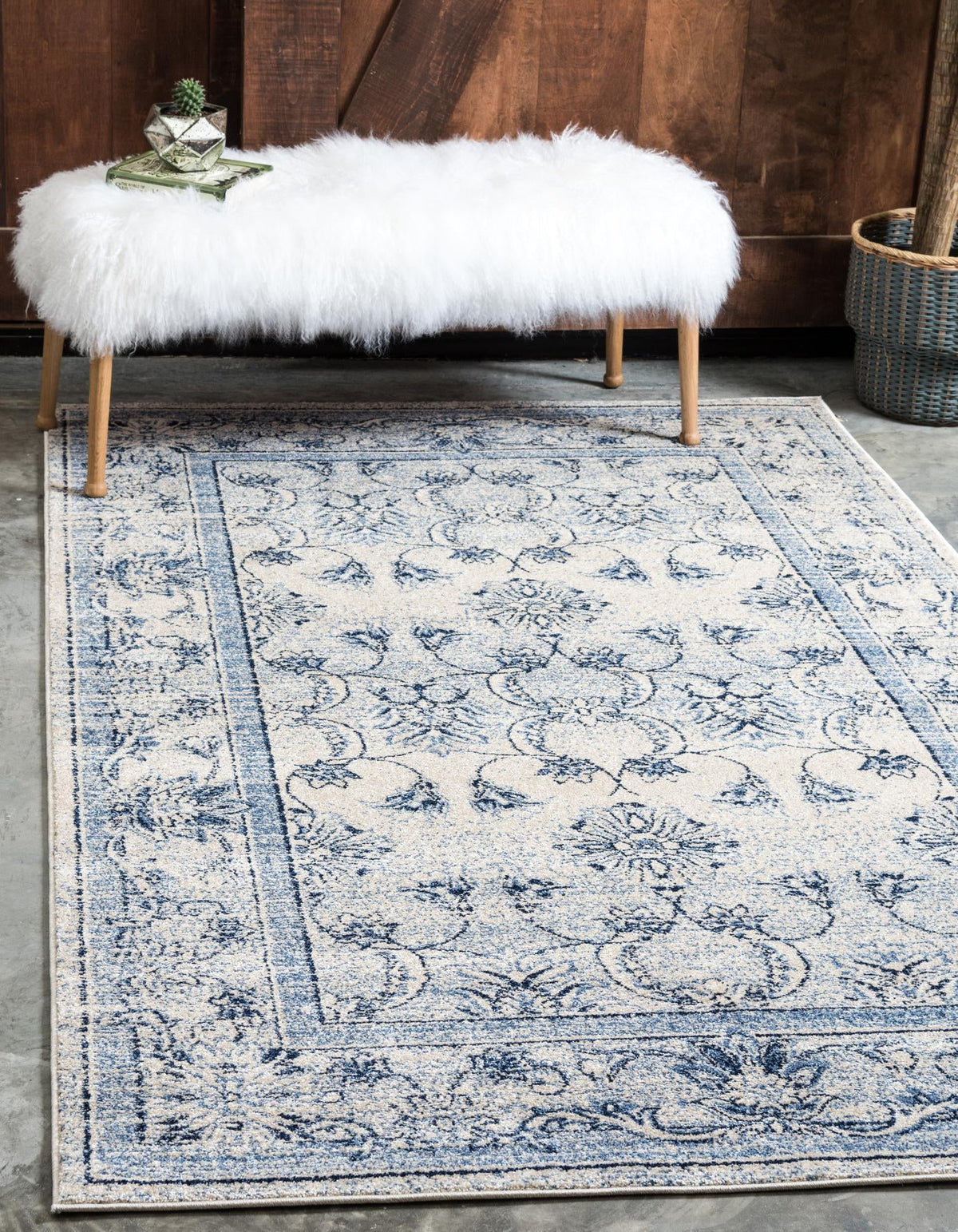 Horizon Collection Area Rug -  Meridian Rectangle Ivory Blue  lifestyle 3