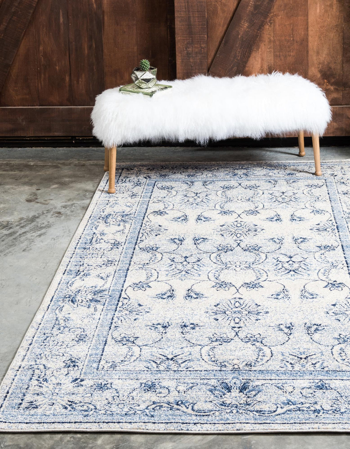 Horizon Collection Area Rug -  Meridian Rectangle Ivory Blue  lifestyle 6