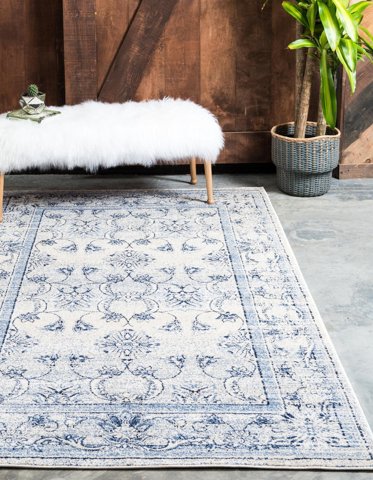Horizon Collection Area Rug -  Meridian Rectangle Ivory Blue  lifestyle 7