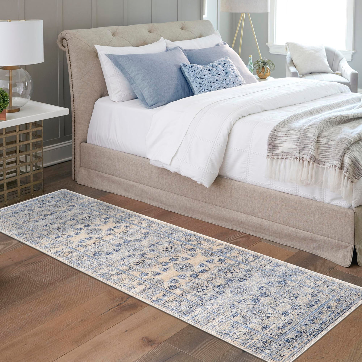 Horizon Collection Area Rug -  Meridian Runner Ivory Blue  lifestyle 101