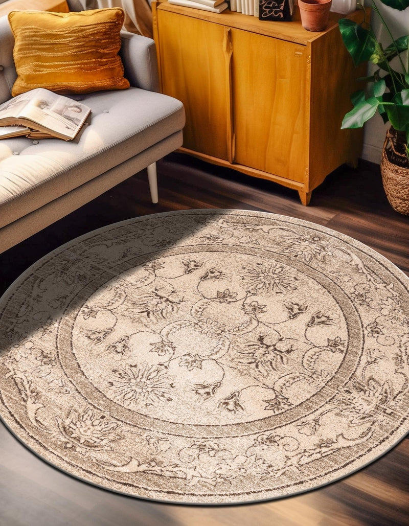 Horizon Collection Area Rug -  Meridian Round Ivory  lifestyle 73