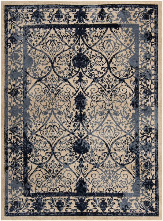 Horizon Collection Area Rug -  Sierra Rectangle Ivory and Blue  lifestyle 2