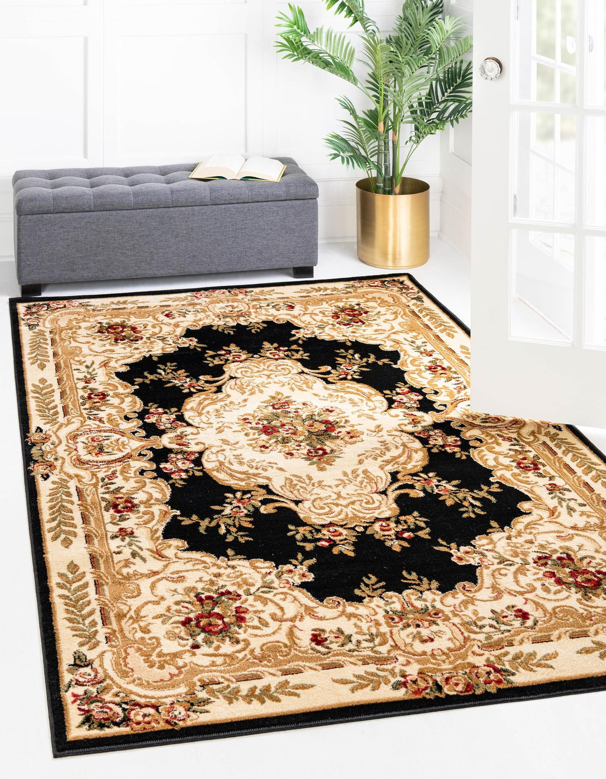 Versailles Elegance Collection Area Rug -  Vincennes Rectangle Black  lifestyle 4