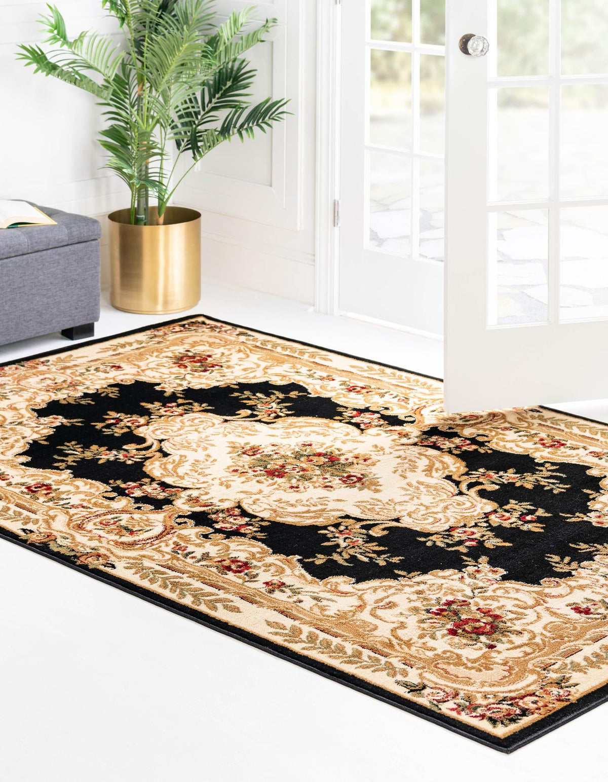 Versailles Elegance Collection Area Rug -  Vincennes Rectangle Black  lifestyle 9
