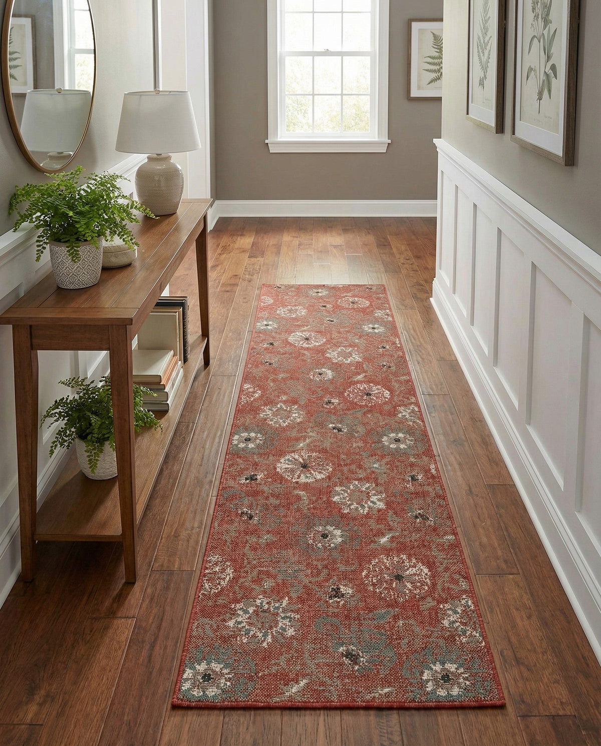 Seaside Blooms Collection Area Rug - Seychelles Runner Terracotta  lifestyle 110