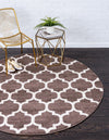 Lattice Gardens Collection Area Rug -  Bloomfield (Brown) Round Brown  lifestyle 21