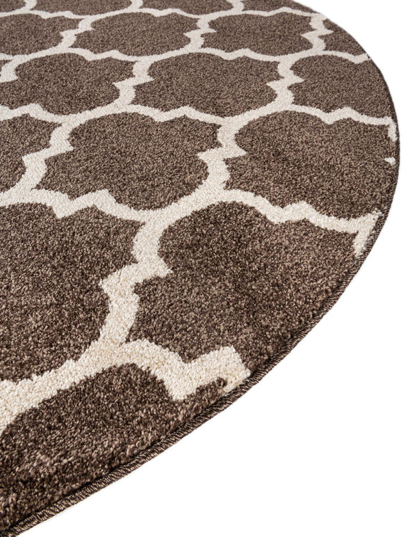 Lattice Gardens Collection Area Rug -  Bloomfield (Brown) Round Brown  lifestyle 38