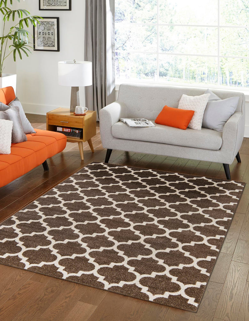 Lattice Gardens Collection Area Rug -  Bloomfield (Brown) Rectangular Brown  lifestyle 24