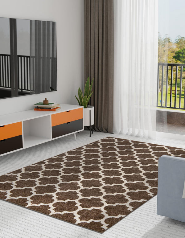 Lattice Gardens Collection Area Rug -  Bloomfield (Brown) Rectangular Brown  lifestyle 28