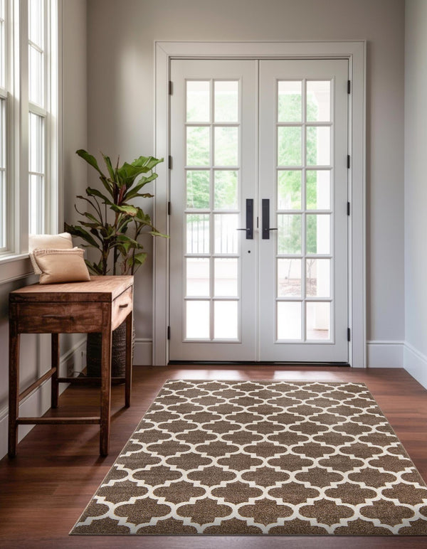 Lattice Gardens Collection Area Rug -  Bloomfield (Brown) Rectangular Brown  lifestyle 31