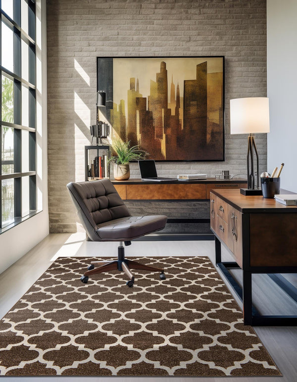 Lattice Gardens Collection Area Rug -  Bloomfield (Brown) Rectangular Brown  lifestyle 34
