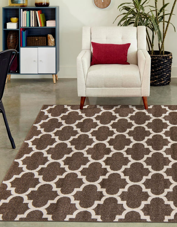 Lattice Gardens Collection Area Rug -  Bloomfield (Brown) Rectangular Brown  lifestyle 40