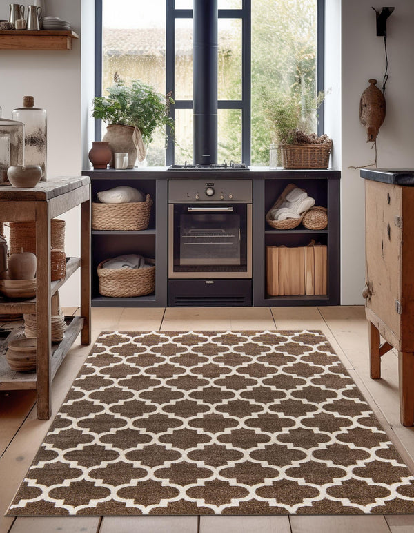 Lattice Gardens Collection Area Rug -  Bloomfield (Brown) Rectangular Brown  lifestyle 43