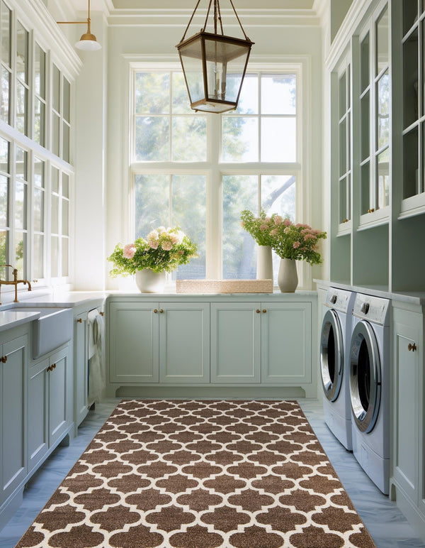 Lattice Gardens Collection Area Rug -  Bloomfield (Brown) Rectangular Brown  lifestyle 46