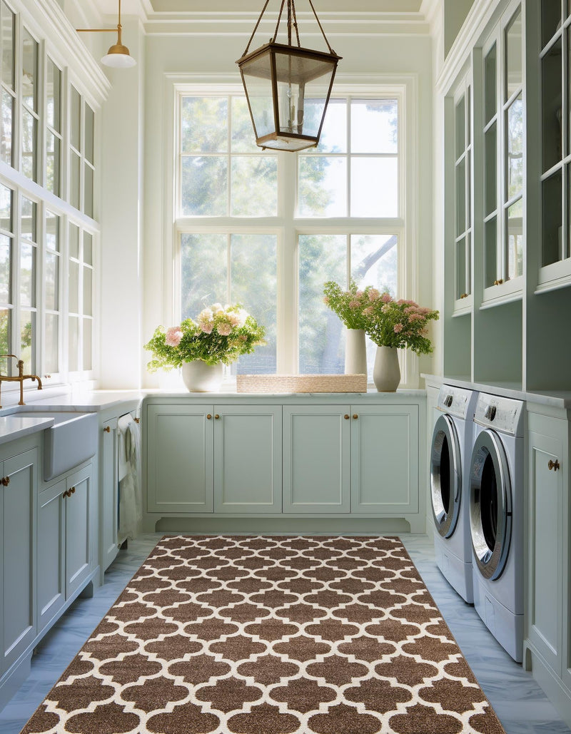 Lattice Gardens Collection Area Rug -  Bloomfield (Brown) Rectangular Brown  lifestyle 46