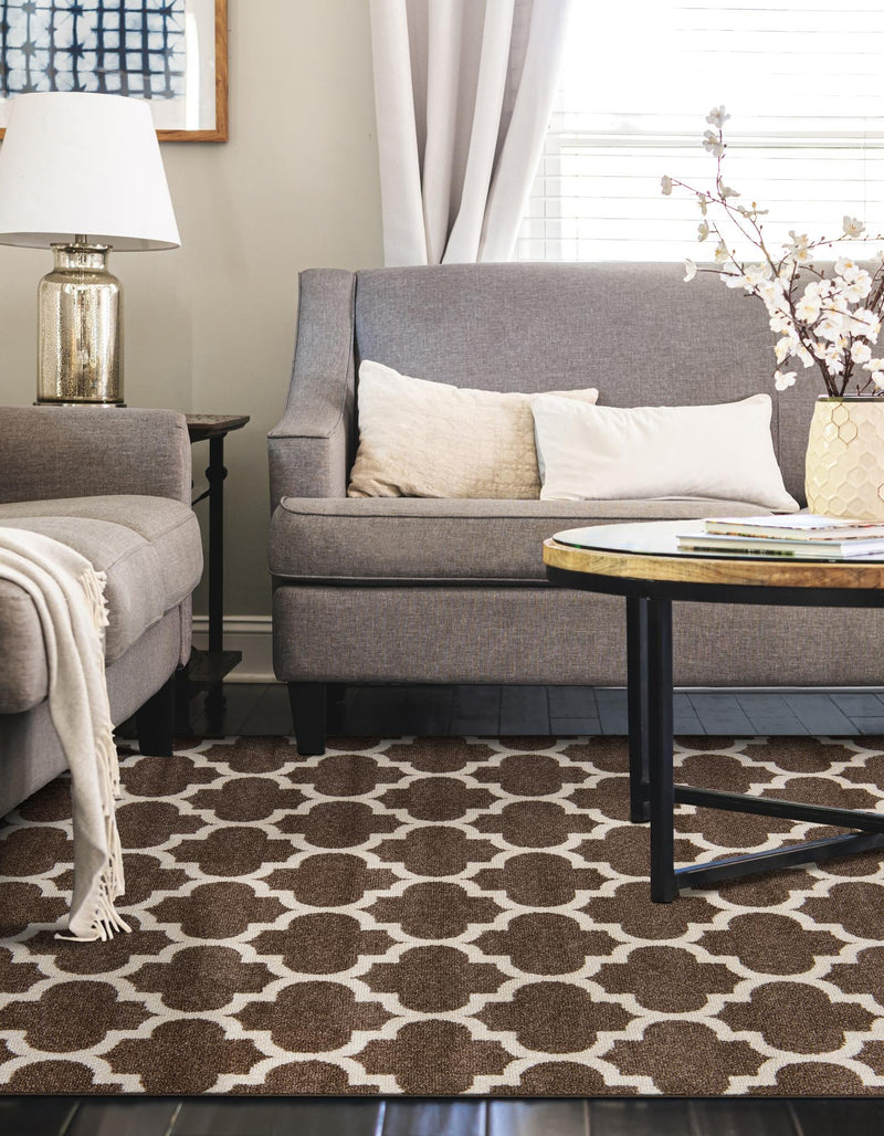 Lattice Gardens Collection Area Rug -  Bloomfield (Brown) Rectangular Brown  lifestyle 49