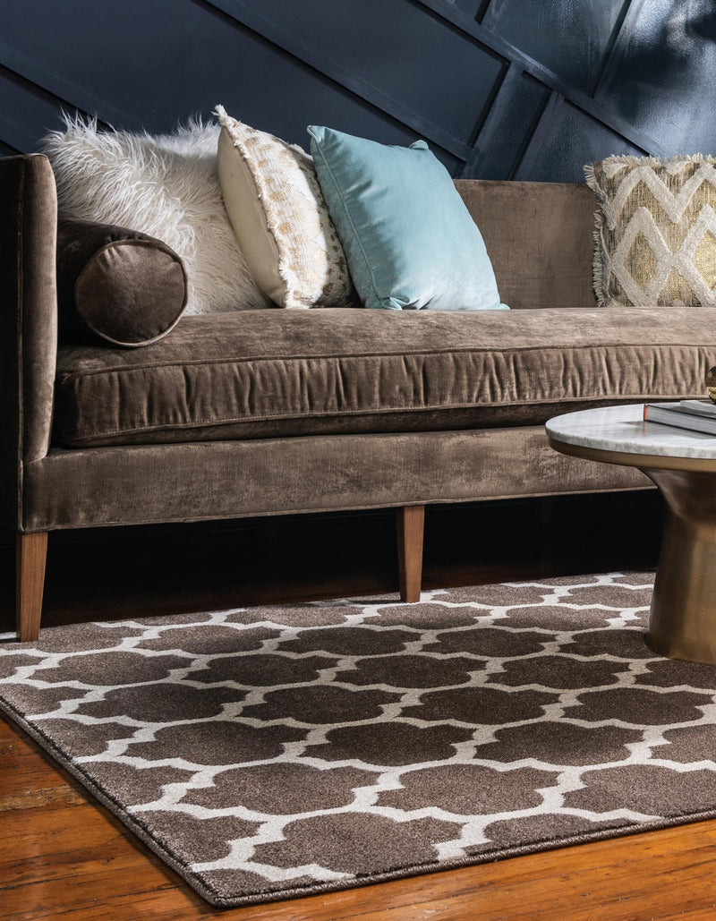 Lattice Gardens Collection Area Rug -  Bloomfield (Brown) Rectangular Brown  lifestyle 52