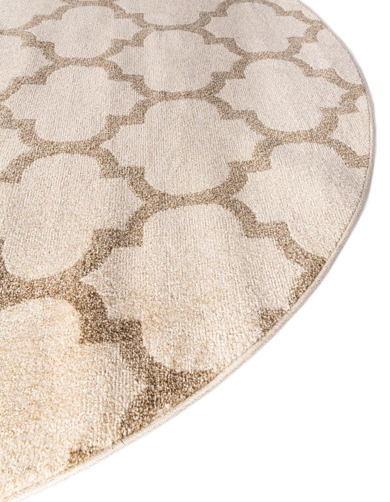 Lattice Gardens Collection Area Rug -  Bloomfield (Beige and Light Brown) Round Beige and Light Brown  lifestyle 47