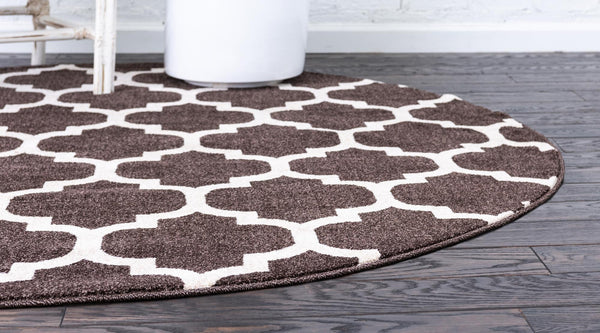 Lattice Gardens Collection Area Rug -  Bloomfield (Chocolate Brown) Round Chocolate Brown  lifestyle 33