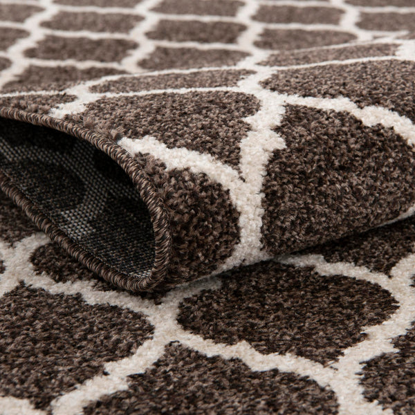 Lattice Gardens Collection Area Rug -  Bloomfield (Chocolate Brown) Round Chocolate Brown  lifestyle 36