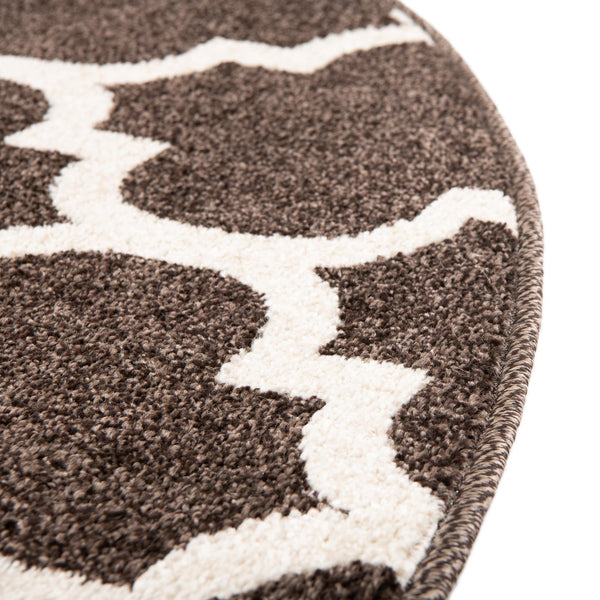 Lattice Gardens Collection Area Rug -  Bloomfield (Chocolate Brown) Round Chocolate Brown  lifestyle 37