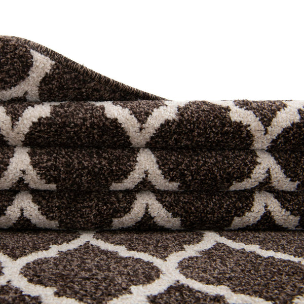 Lattice Gardens Collection Area Rug -  Bloomfield (Chocolate Brown) Round Chocolate Brown  lifestyle 44