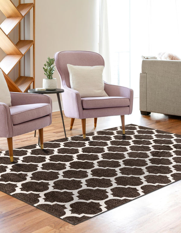 Lattice Gardens Collection Area Rug -  Bloomfield (Chocolate Brown) Rectangle Chocolate Brown  lifestyle 6