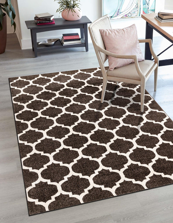 Lattice Gardens Collection Area Rug -  Bloomfield (Chocolate Brown) Rectangle Chocolate Brown  lifestyle 7