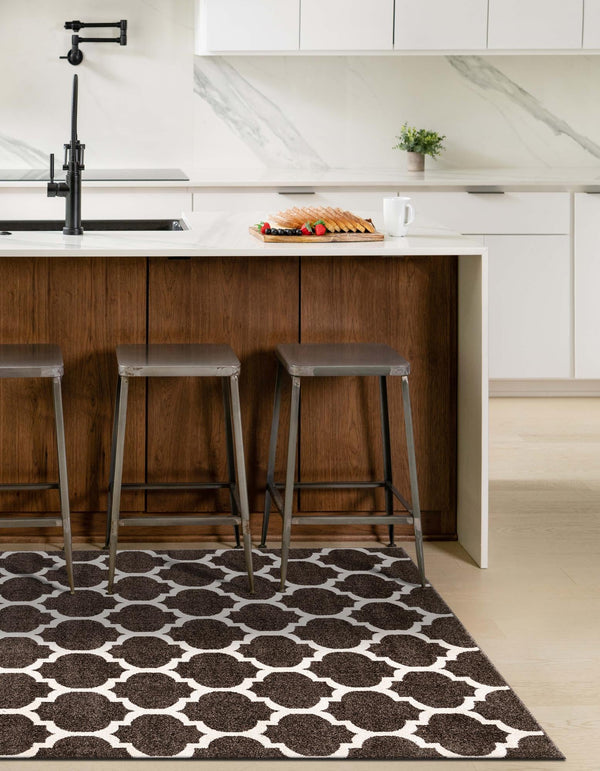 Lattice Gardens Collection Area Rug -  Bloomfield (Chocolate Brown) Rectangle Chocolate Brown  lifestyle 6