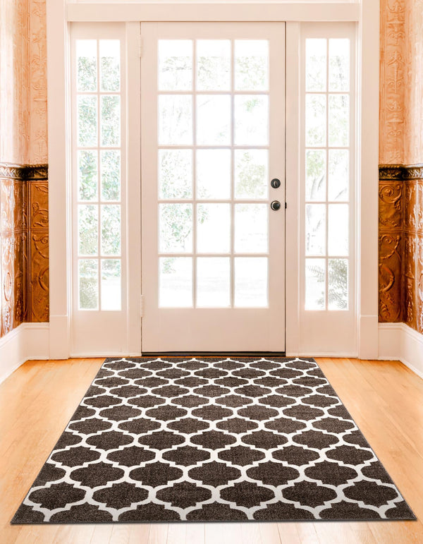 Lattice Gardens Collection Area Rug -  Bloomfield (Chocolate Brown) Rectangle Chocolate Brown  lifestyle 7