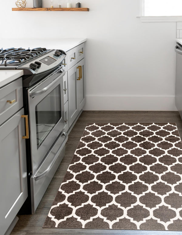 Lattice Gardens Collection Area Rug -  Bloomfield (Chocolate Brown) Rectangle Chocolate Brown  lifestyle 9