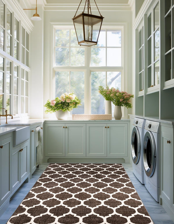 Lattice Gardens Collection Area Rug -  Bloomfield (Chocolate Brown) Rectangle Chocolate Brown  lifestyle 10
