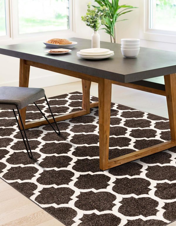 Lattice Gardens Collection Area Rug -  Bloomfield (Chocolate Brown) Rectangle Chocolate Brown  lifestyle 11