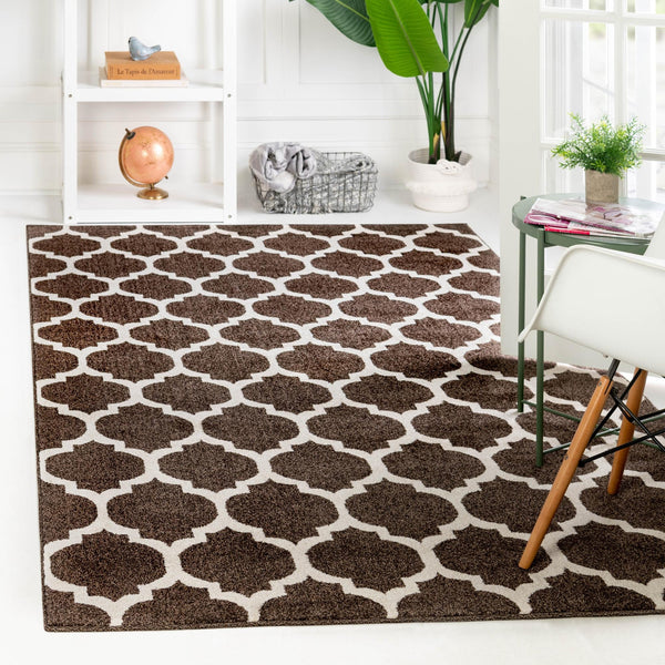 Lattice Gardens Collection Area Rug -  Bloomfield (Chocolate Brown) Rectangle Chocolate Brown  lifestyle 22