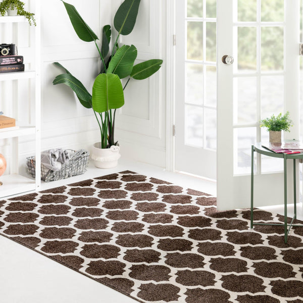 Lattice Gardens Collection Area Rug -  Bloomfield (Chocolate Brown) Rectangle Chocolate Brown  lifestyle 23