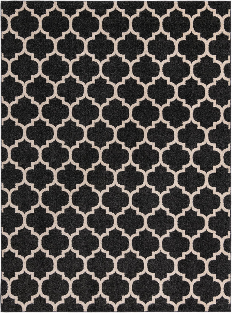 Lattice Gardens Collection Area Rug -  Bloomfield (Black) Rectangle Black Main