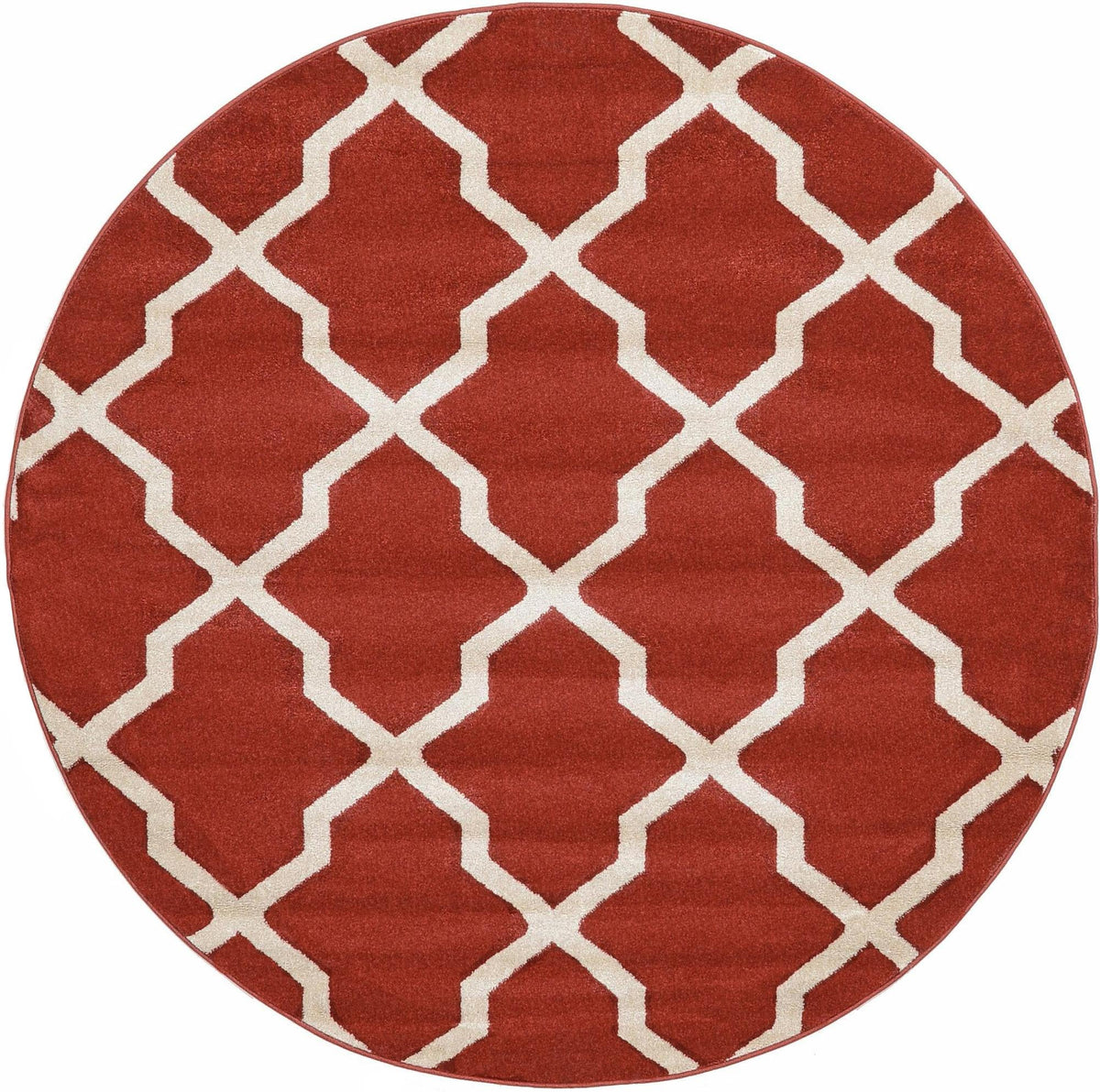 Lattice Gardens Collection Area Rug -  Floratown Round Dark Terracotta  lifestyle 26