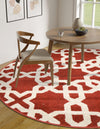 Lattice Gardens Collection Area Rug -  Greenhedge Round Dark Terracotta  lifestyle 48