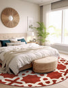 Lattice Gardens Collection Area Rug -  Greenhedge Round Dark Terracotta  lifestyle 50