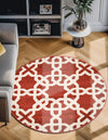 Lattice Gardens Collection Area Rug -  Greenhedge Round Dark Terracotta  lifestyle 54